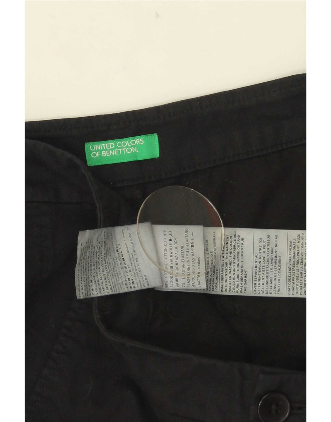 Benetton Chino Shorts til kvinder UK 12 Medium W32 Sort