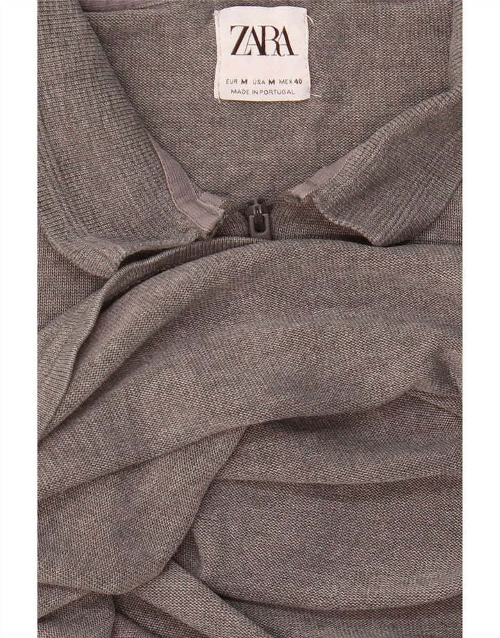 Zara Dame Polo Shirt UK 14 Medium Grey Flecked