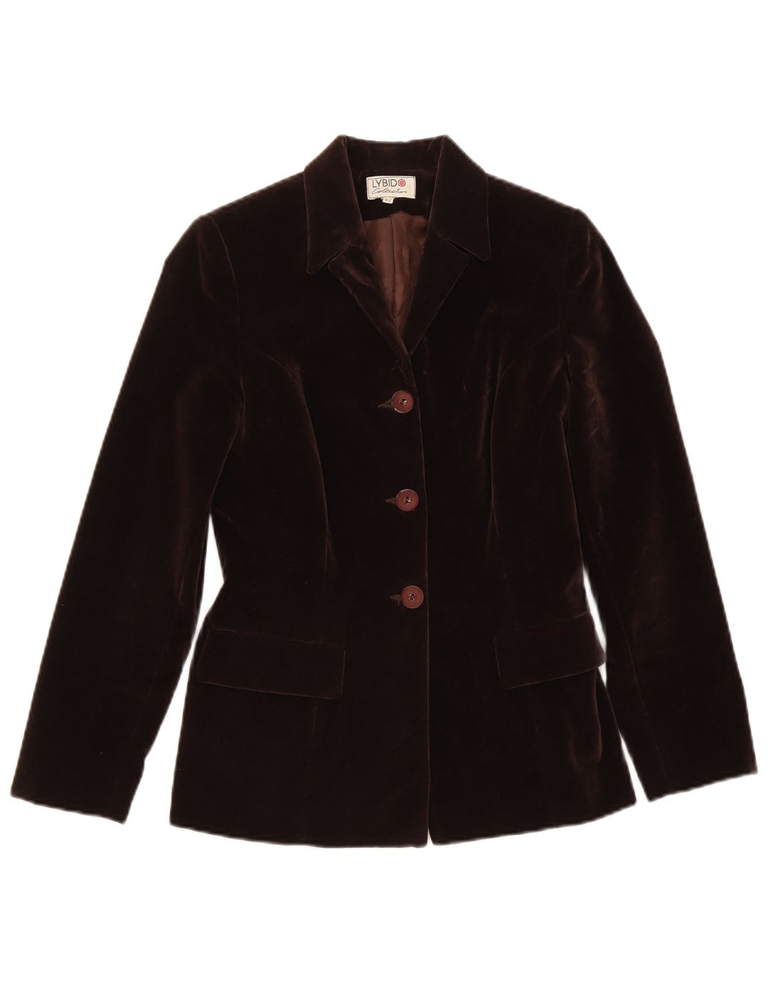 Lybido Dame 3 Button Velvet Blazer Jacket IT 42 Medium Brun Bomuld