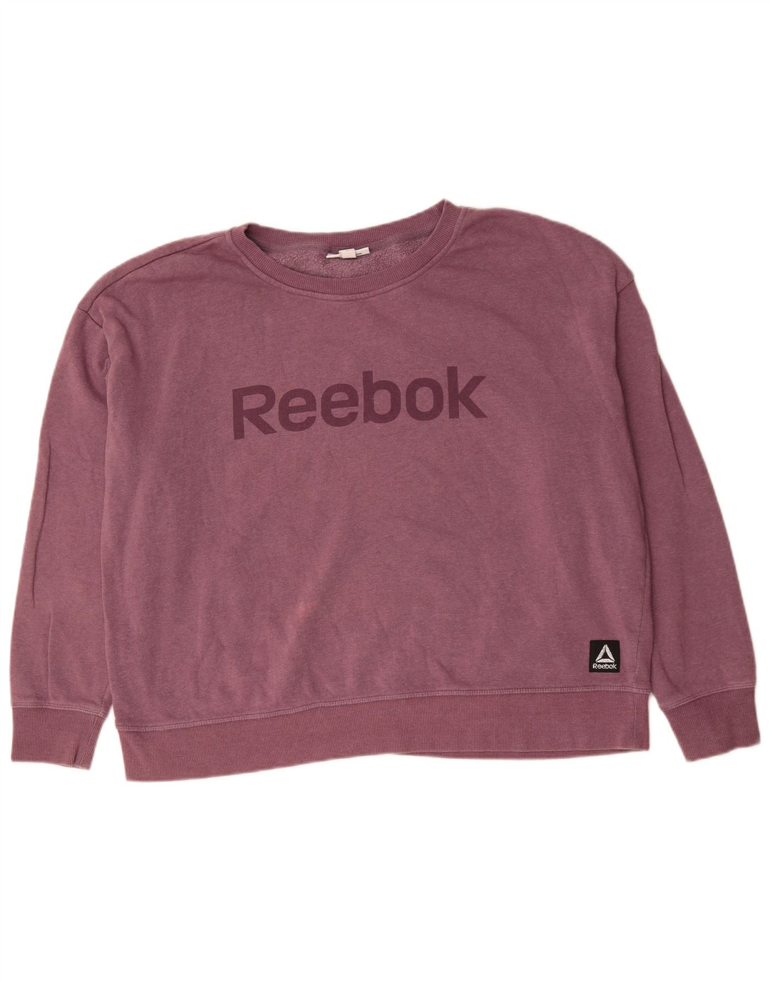 Reebok Dame Grafisk Oversized Sweatshirt Jumper UK 20 2XL Lilla Bomuld