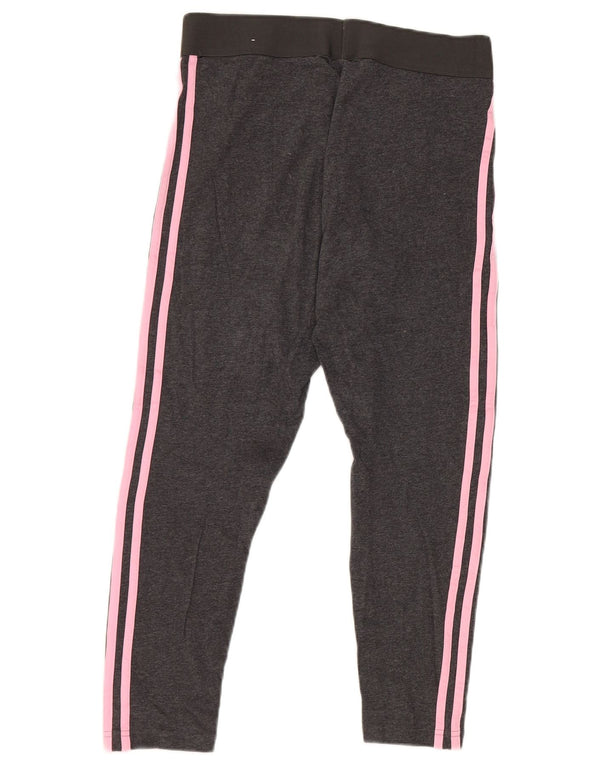 Adidas Womens Crop Leggings UK 12/14 Medium Grey Bomuld