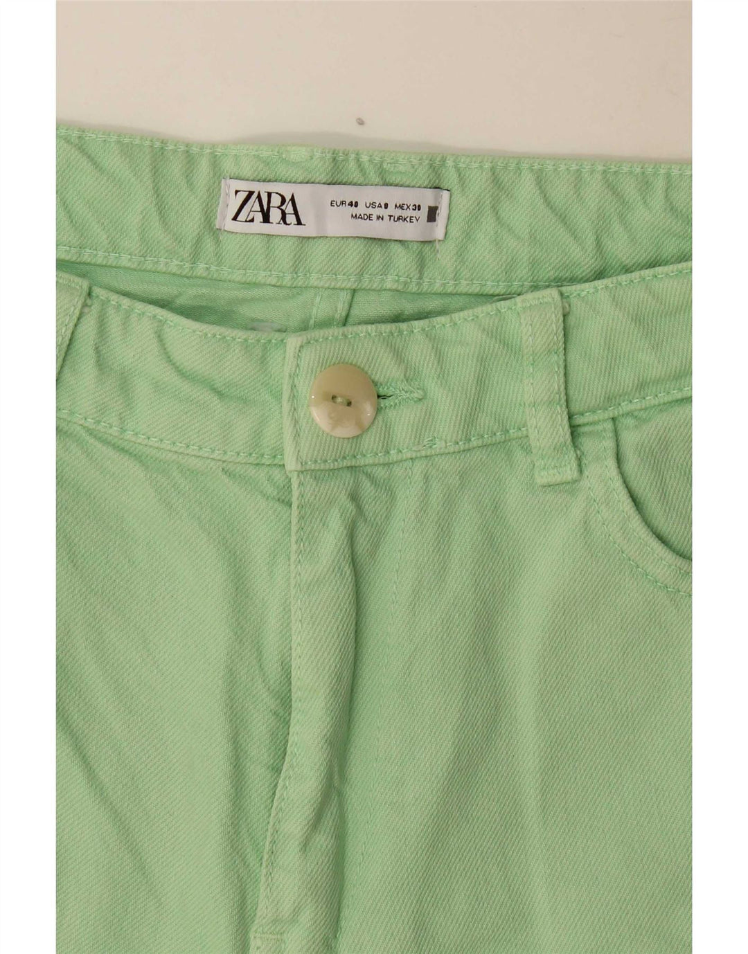 Zara Dame Straight Jeans EU 40 Medium W30 L26 Grøn Bomuld