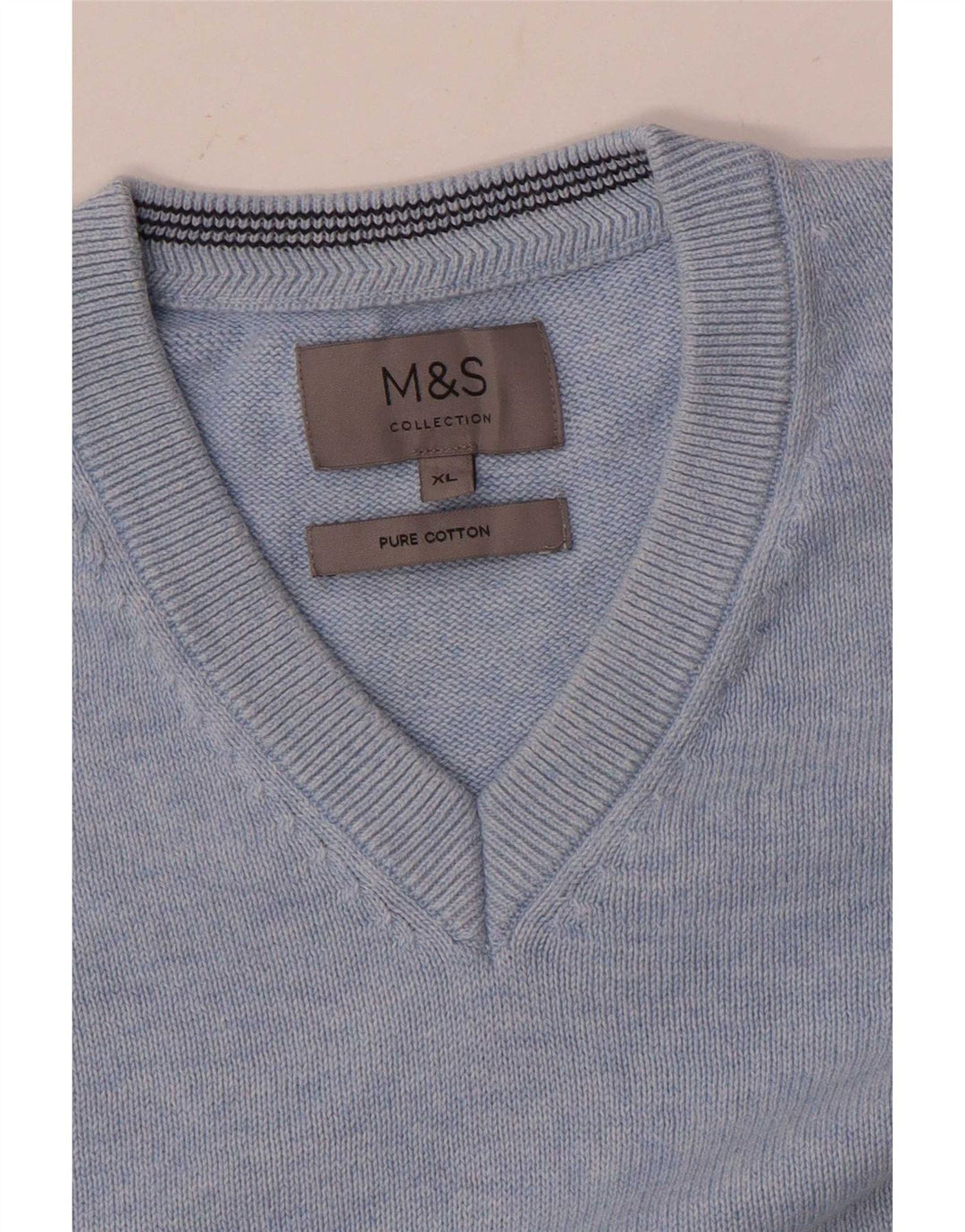 Marks & Spencer Herre V-hals sweater XL Blå Bomuld