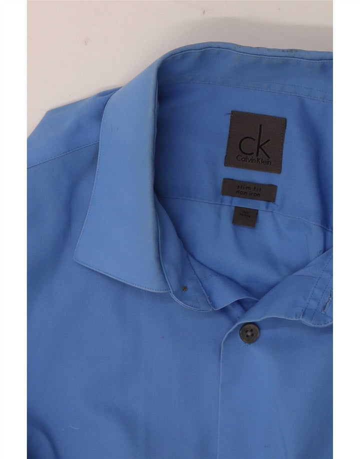 Calvin Klein Herre Slim Fit Skjorte Størrelse 40 16 3/4 Stor Blå