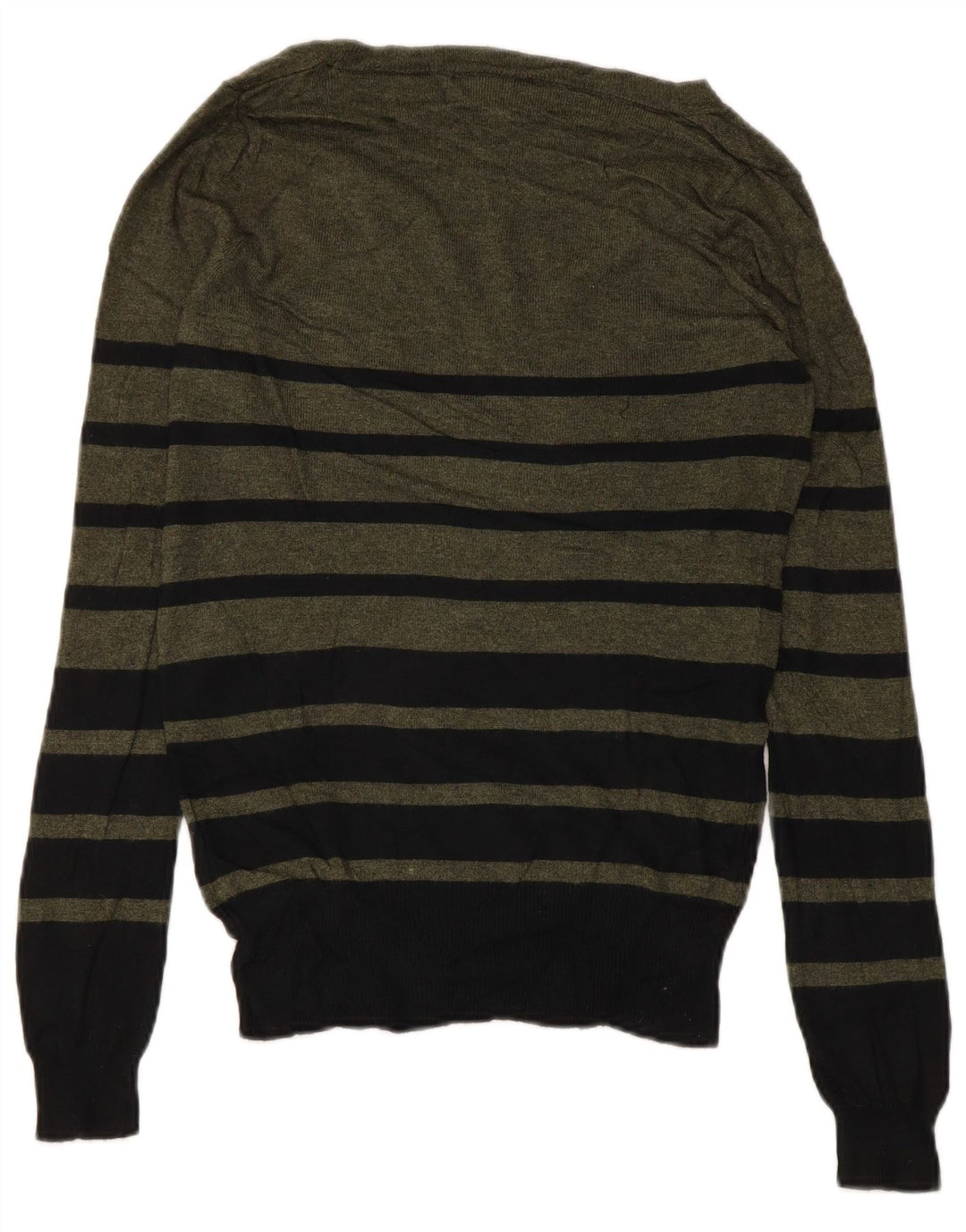 MOSSIMO Dame V-hals sweater UK 6 XS Khaki stribet nylon