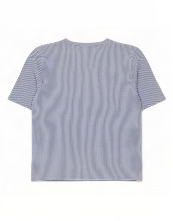 Marks & Spencer Dame Crop T-Shirt Top UK 14 Medium Blue Viscose