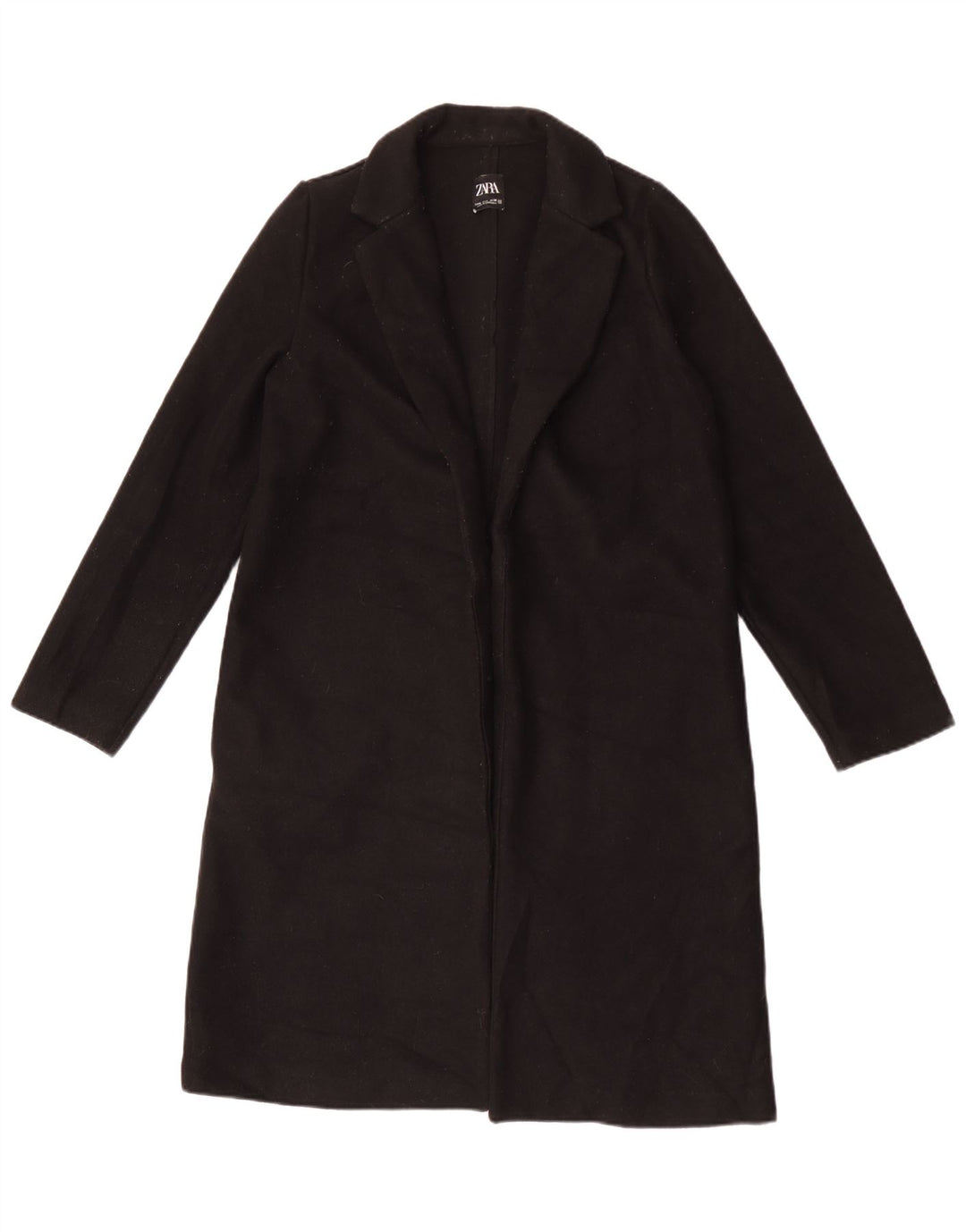 Zara Womens Open Overcoat UK 14 Medium Black Polyester