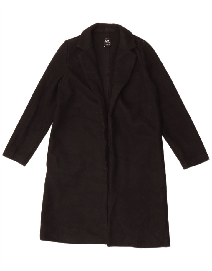 Zara Womens Open Overcoat UK 14 Medium Black Polyester