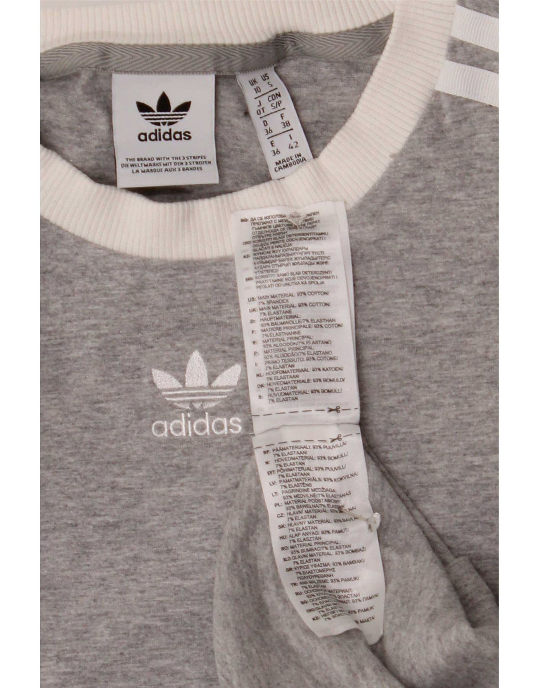 Adidas Dame Top Langærmet UK 10 Lille Grå Bomuld