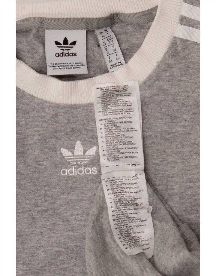 Adidas Dame Top Langærmet UK 10 Lille Grå Bomuld
