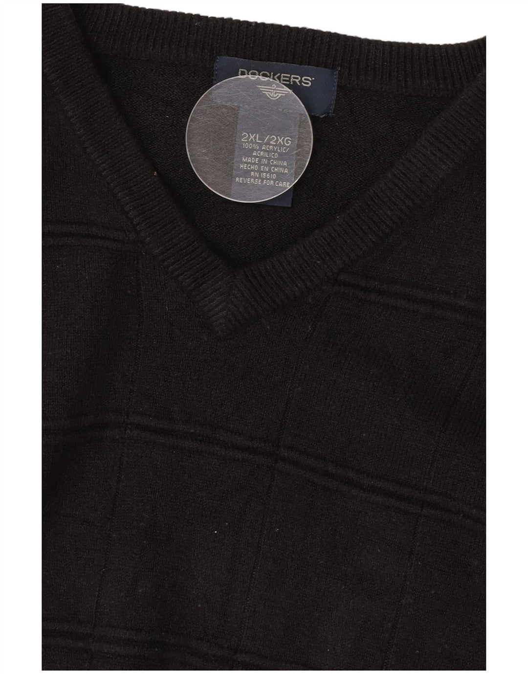 Dockers Herre V-hals sweater 2XL sort akryl