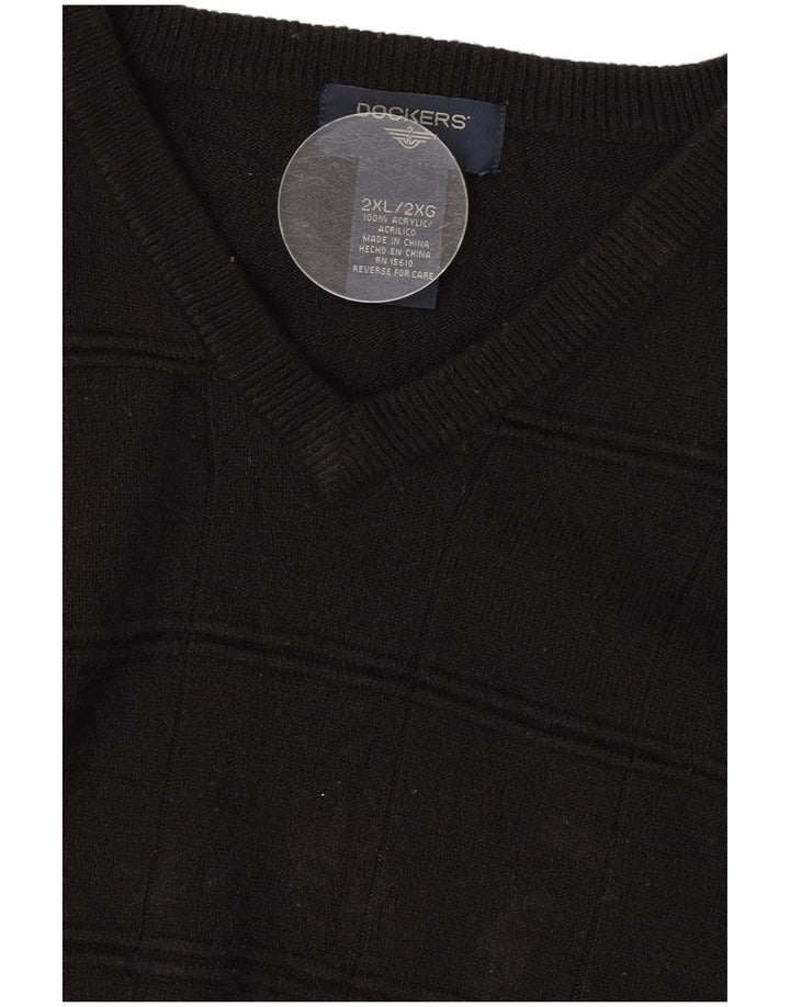 Dockers Herre V-hals sweater 2XL sort akryl