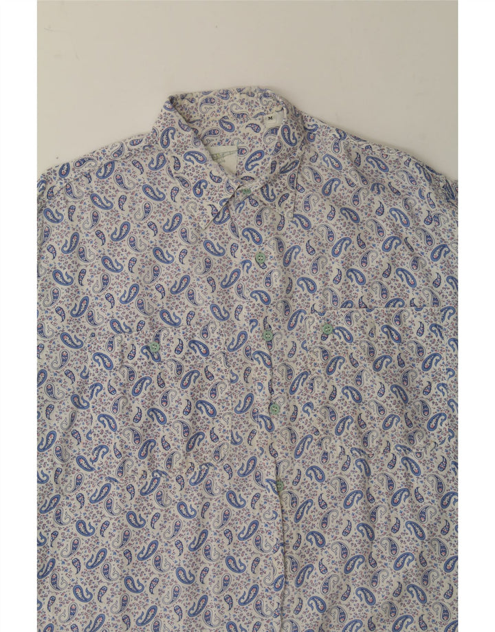 BENETTON Mens Shirt Medium White Paisley Vintage Benetton and Second-Hand Benetton from Messina Hembry 