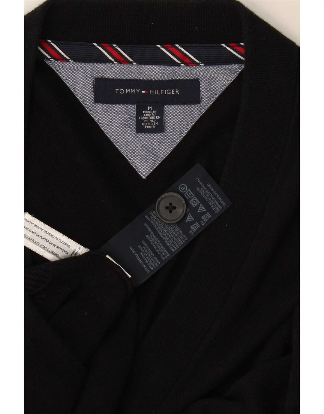 Tommy Hilfiger Herre Cardigan Sweater Medium Sort Bomuld