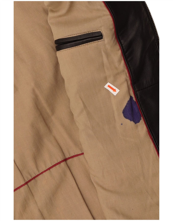 MORENA Mens Leather Jacket UK 38 Medium Black Cotton