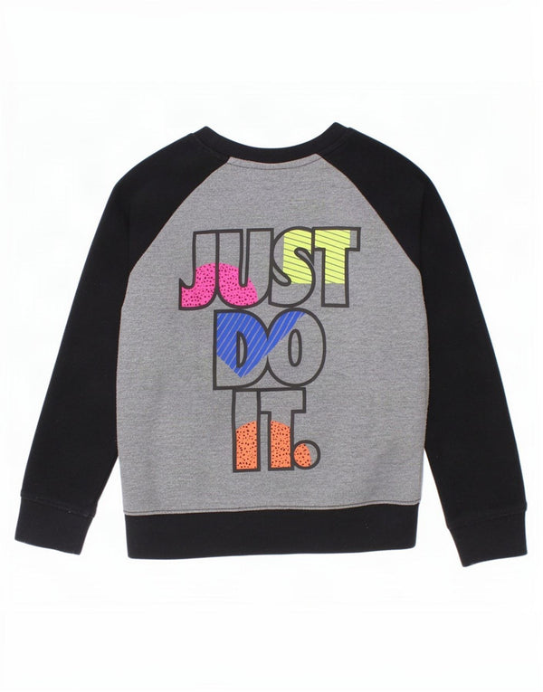 Nike Boys Graphic Sweatshirt Jumper 3-4 år XS Grå Colourblock Bomuld
