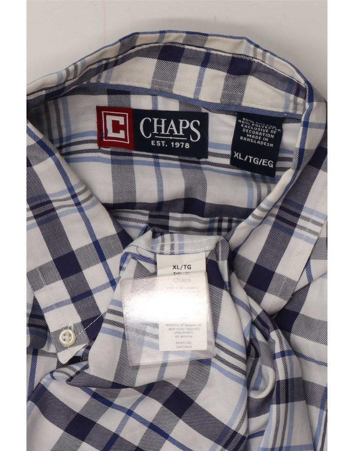 Chaps Herre Flanelskjorte XL Marineblå Plaid Bomuld