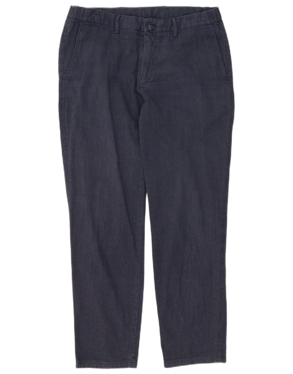 Massimo Dutti Herre Slim Chino Bukser EU 42 Large W32 L28 Navy Blue Check