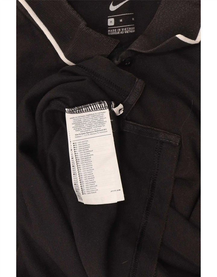 NIKE Poloshirt til mænd, medium sort stribet bomuld