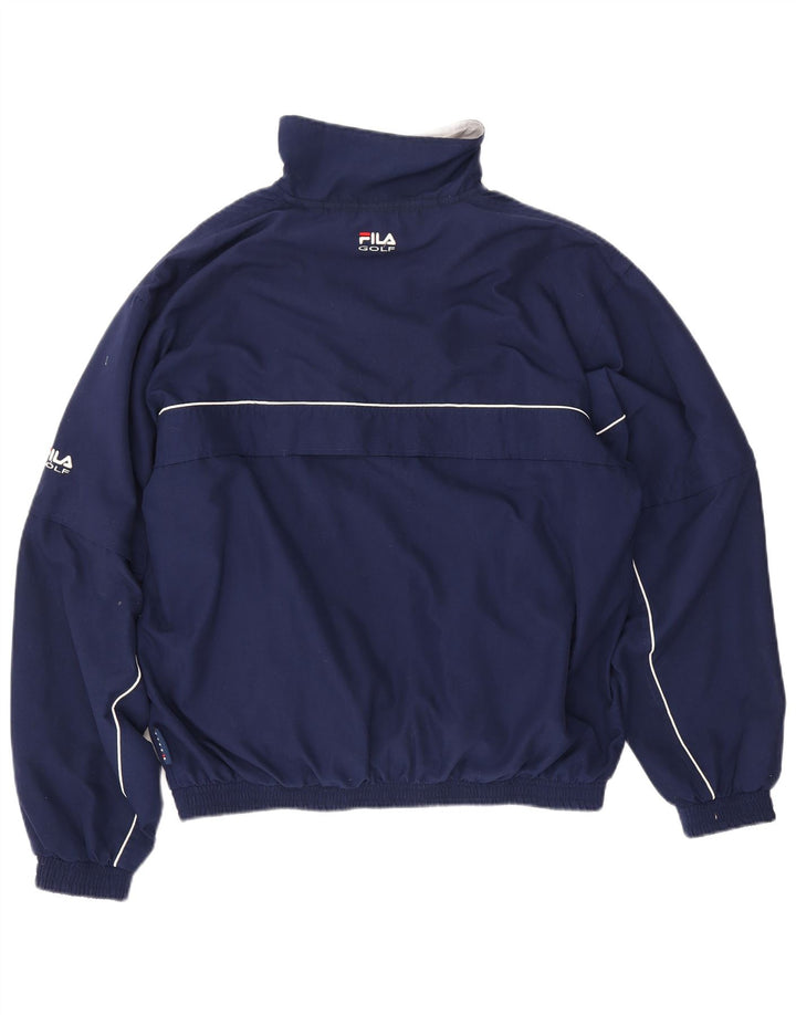 Fila Herre Pullover Windbreaker Jacket UK 38 Medium Navy Blue Polyester