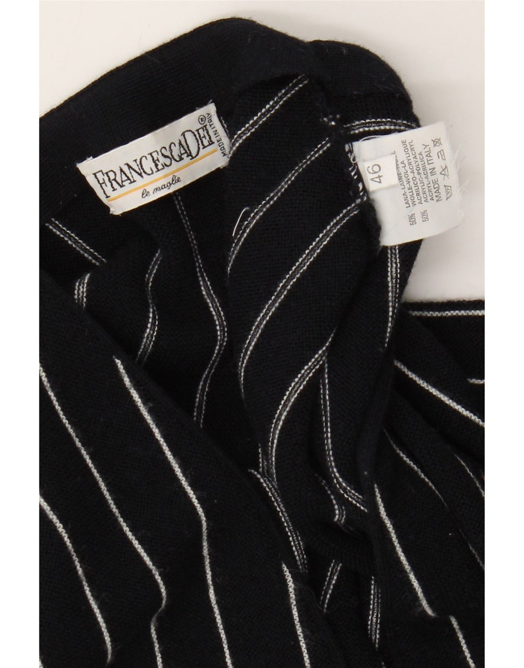 Vintage dame cardigan sweater IT 46 Stor marineblå stribet uld