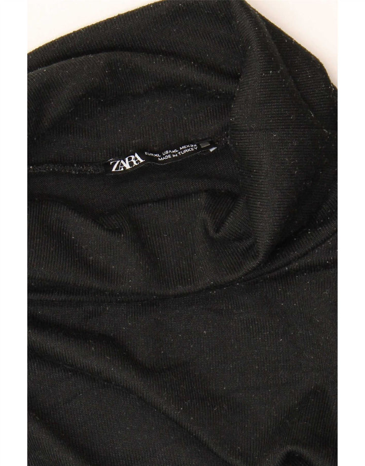 Zara Dame Roll Neck Top Langærmet UK 18 XL Sort