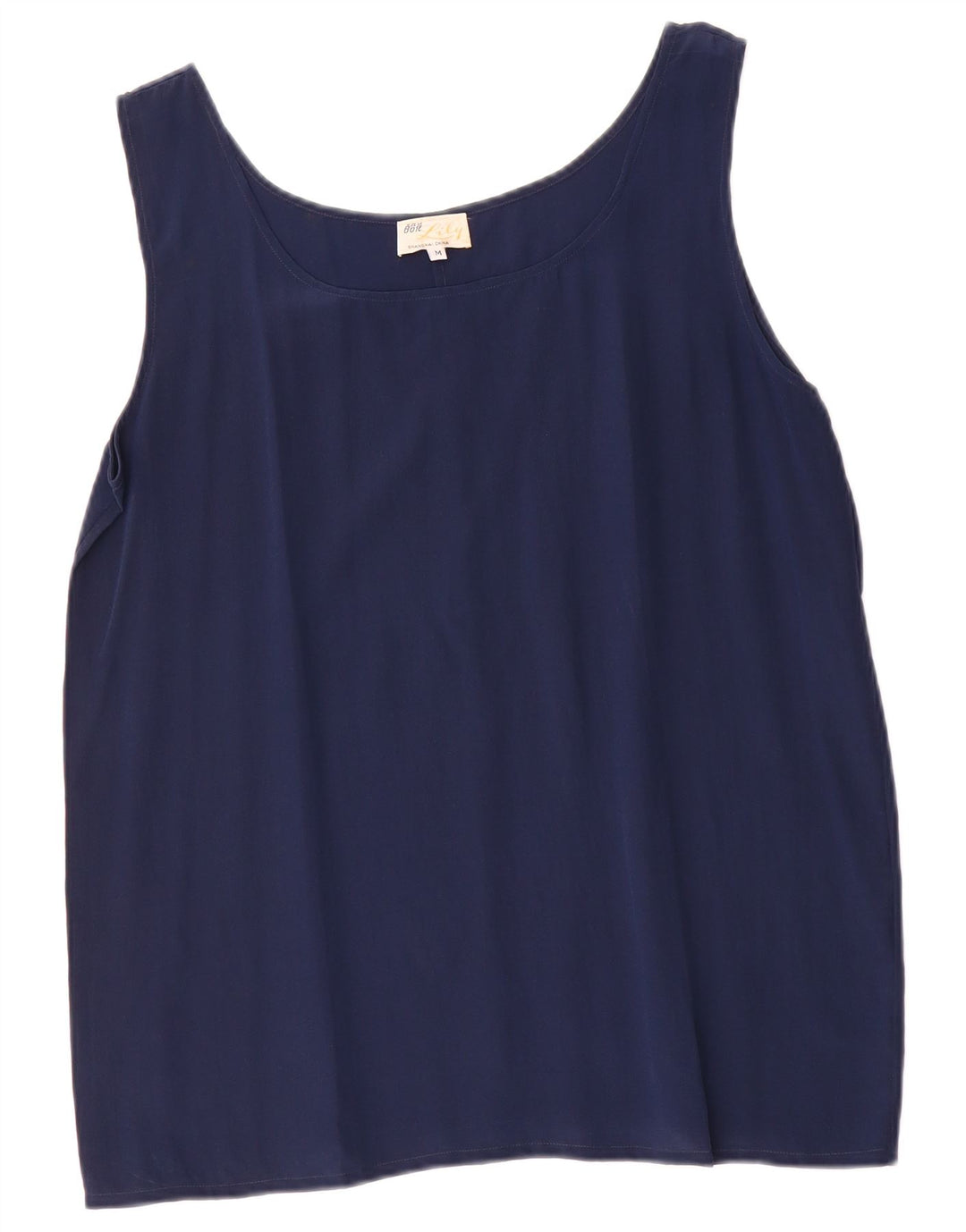 Vintage Dame Vest Top UK 14 Medium Navy Blue