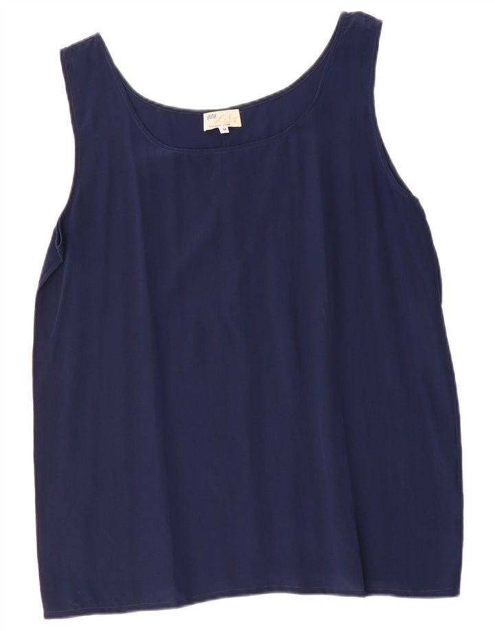 Vintage Dame Vest Top UK 14 Medium Navy Blue