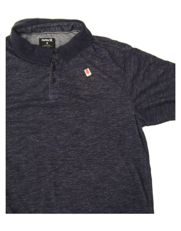 HURLEY Mens Dri Fit Polo Shirt Medium Navy Blue Flecked Cotton Vintage Hurley and Second-Hand Hurley from Messina Hembry 
