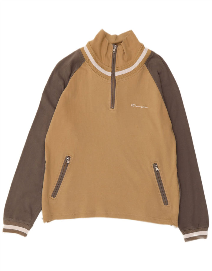 Champion Dame Sweatshirt med lynlås i DK 14 Medium Beige Colourblock