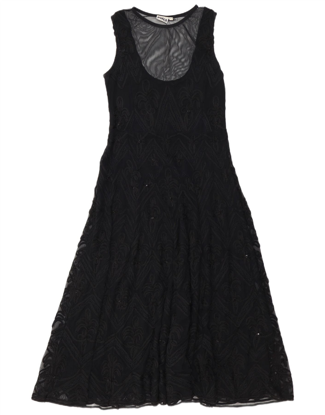 HUNZA ærmeløs maxikjole til kvinder UK 18 XL Sort Paisley Viscose