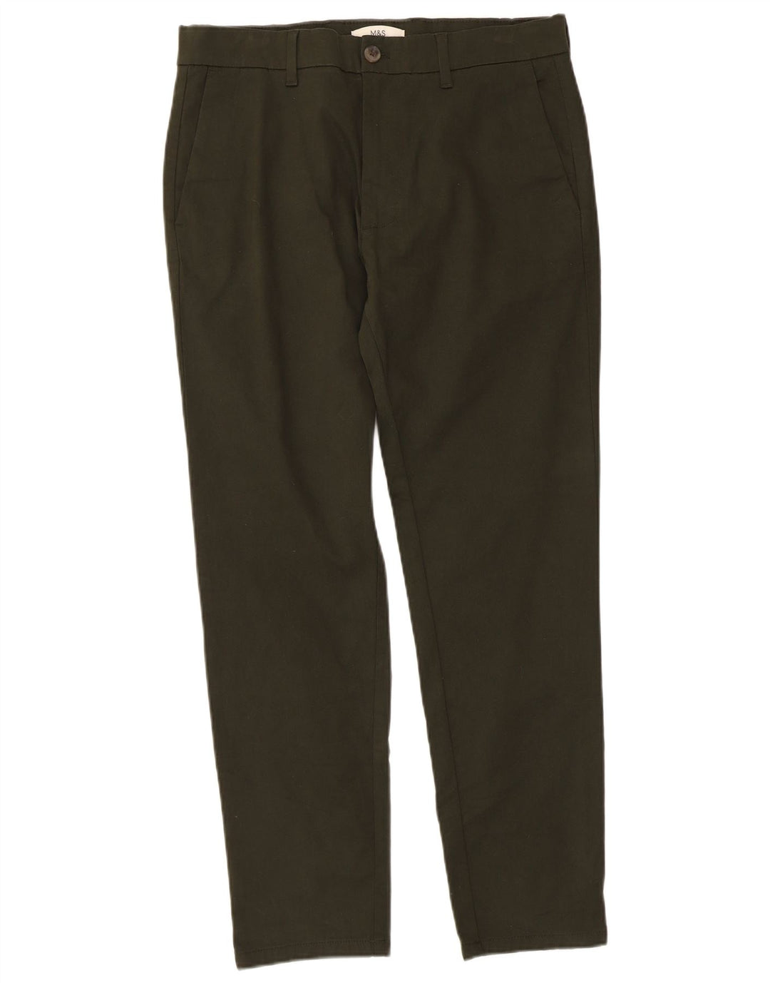 Marks & Spencer Herre Slim Chino Bukser W32 L29 Khaki Bomuld
