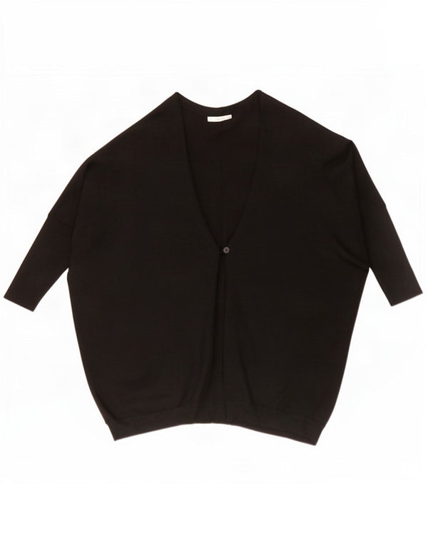 Zara Womens Oversized Cardigan Sweater UK 14 Medium Black Viscose