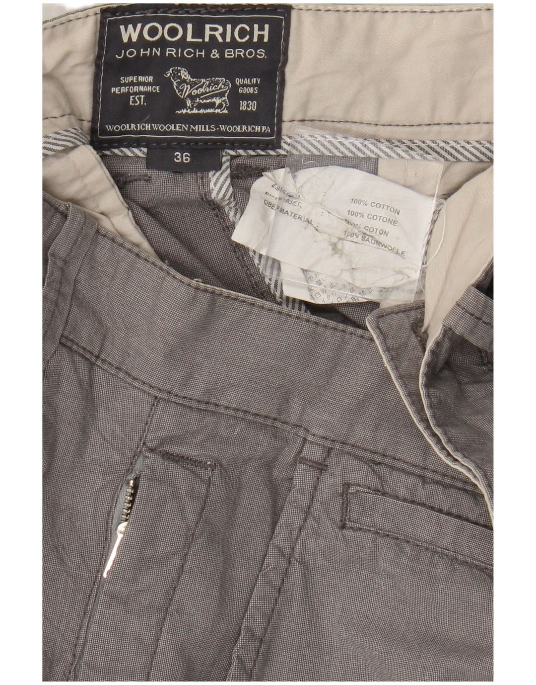 Woolrich Chino Shorts til mænd W36 Large Grå Bomuld