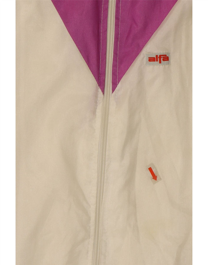 ALFA Womens Oversized Tracksuit Top Jacket UK 14 Medium White Colourblock Vintage Alfa and Second-Hand Alfa from Messina Hembry 
