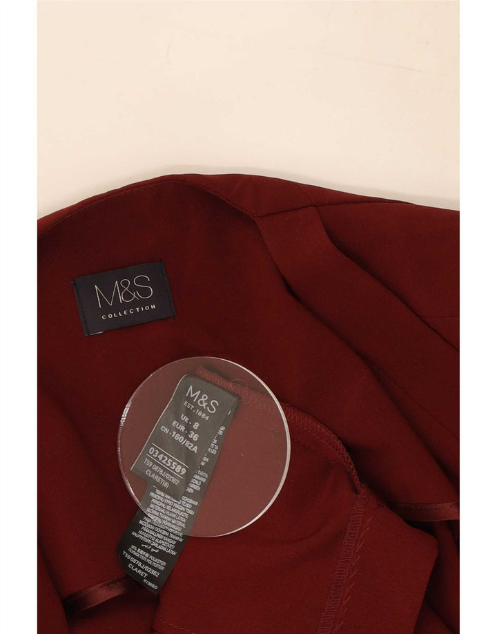 Marks & Spencer Womens Open Blazer Jacket UK 8 Small Bourgogne Polyester