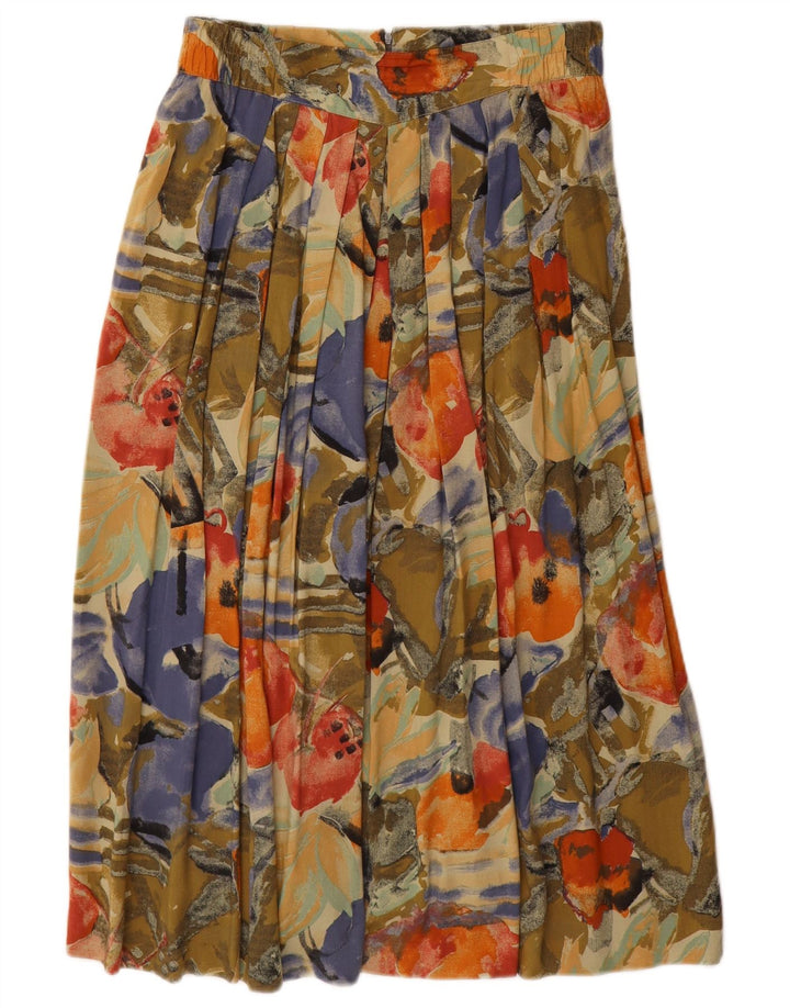 VINTAGE Maxi plisseret nederdel til kvinder IT 44/46 Medium W28 Flerfarvet blomster