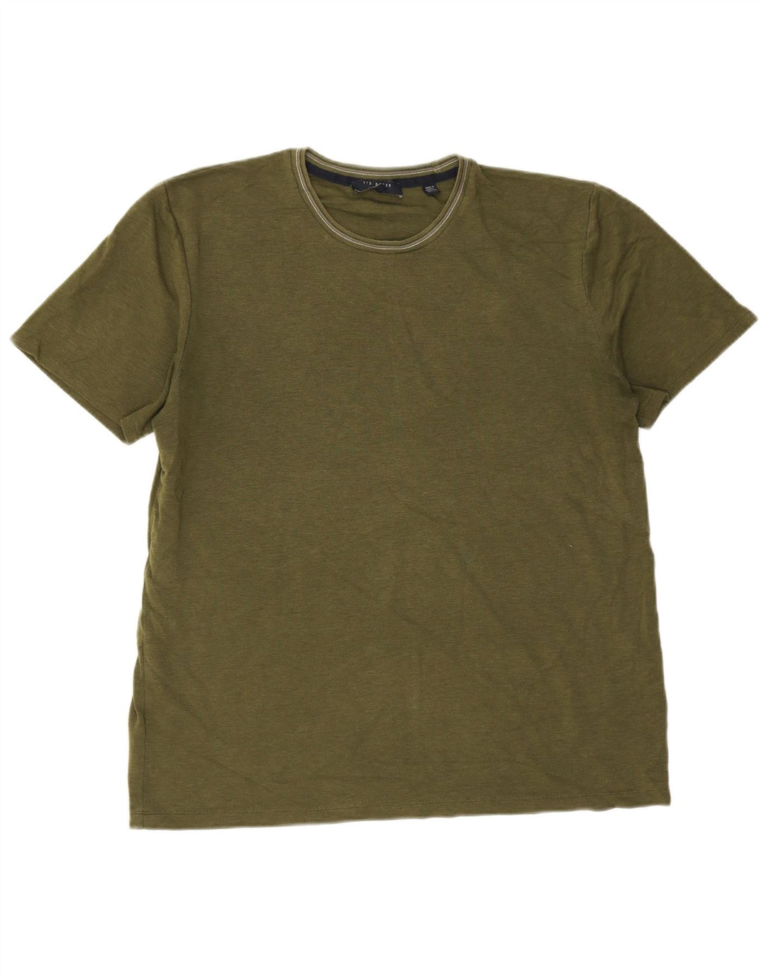 Ted Baker Herre T-Shirt Top Størrelse 4 Stor Khaki Bomuld