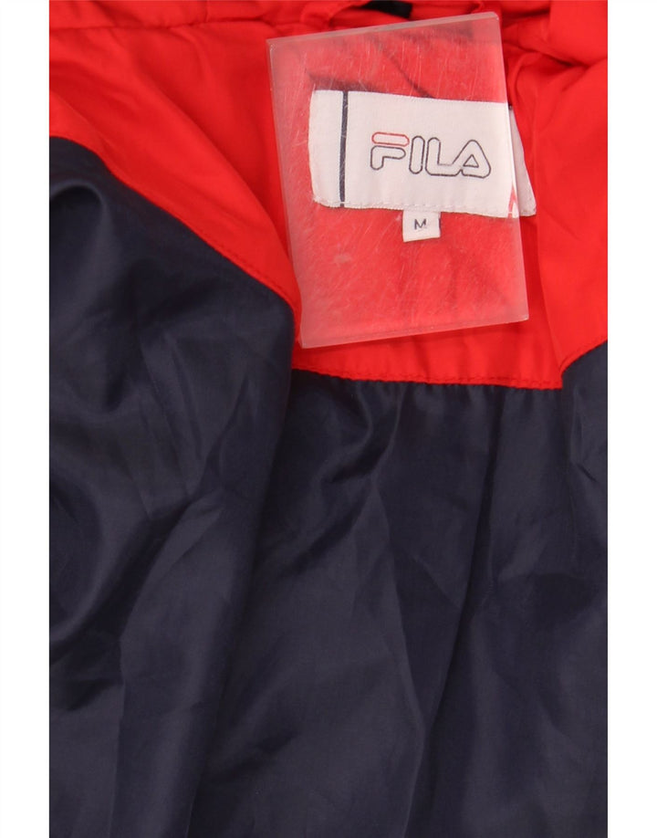 FILA Herre grafisk polstret hættejakke UK 38 Medium Red Colourblock