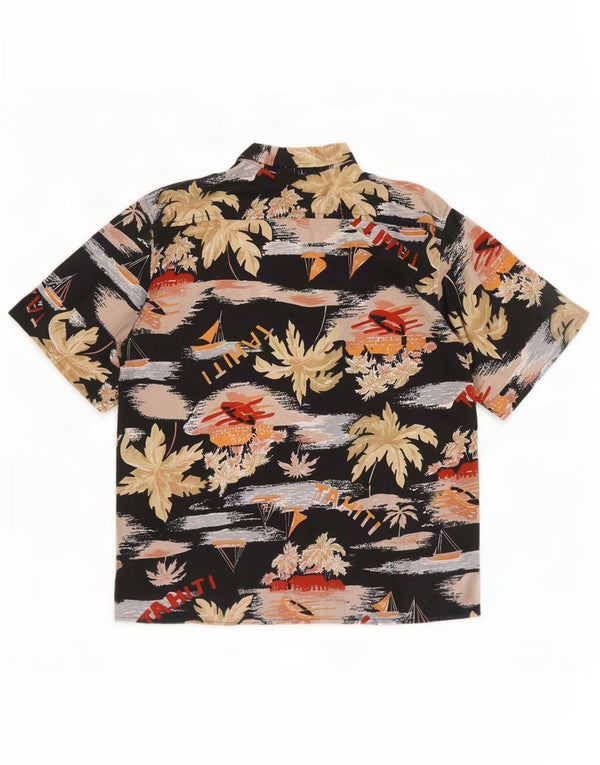 Vintage kvinders Hawaii kortærmet skjorte EU 40/42 Medium Black Floral