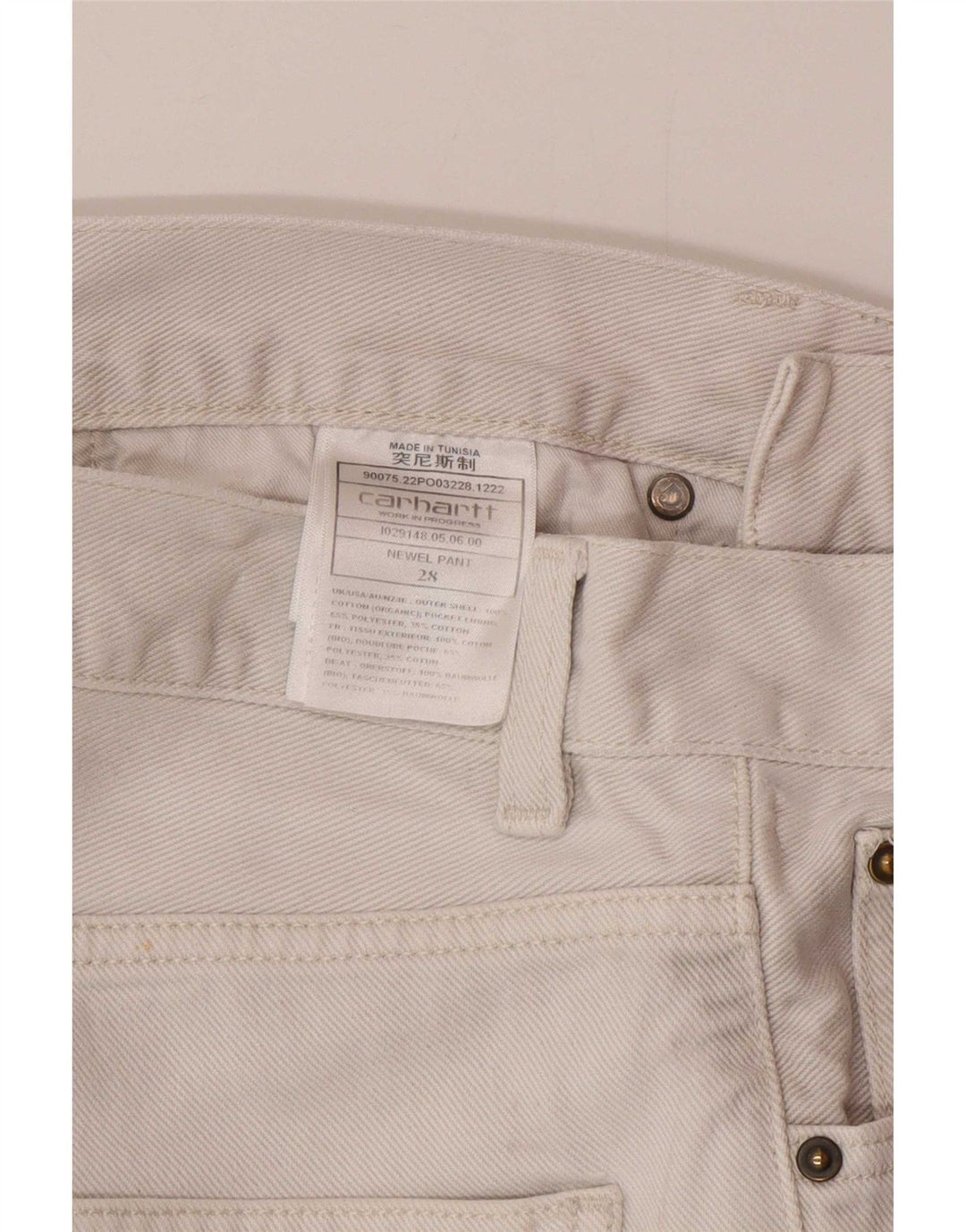 Carhartt Herre Slim Jeans W28 L28 Hvid Bomuld