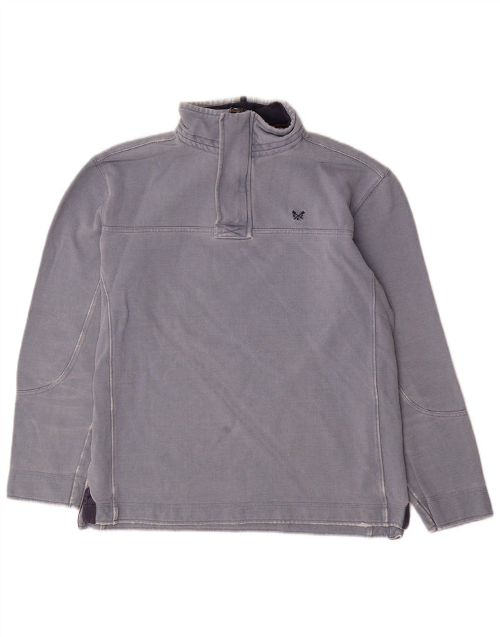 Besætningstøj Herre Zip Neck Sweatshirt Jumper lille blå bomuld