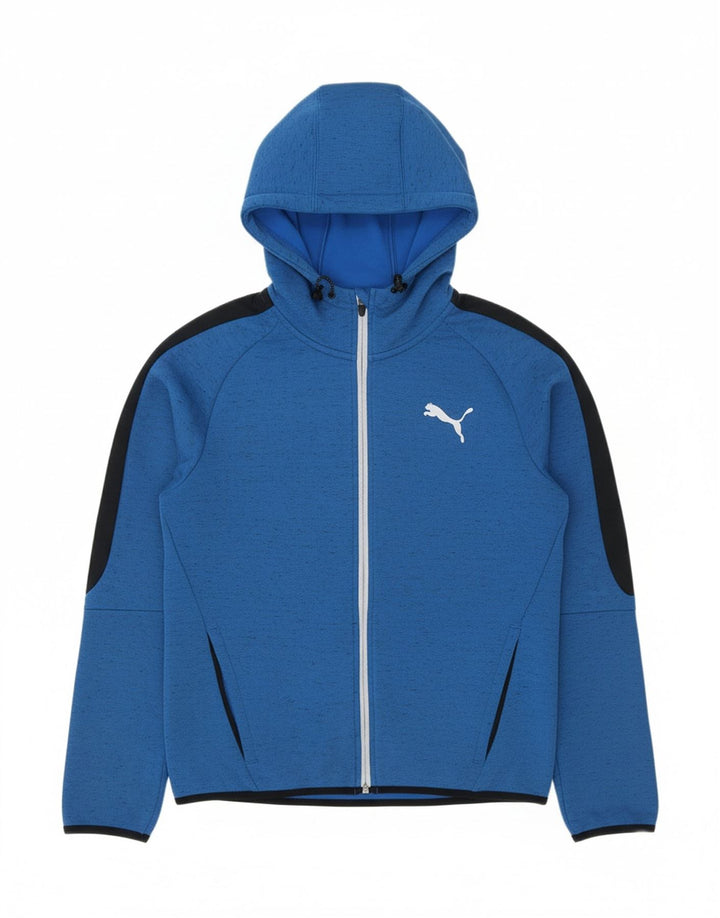 PUMA Mens Zip Hoodie Sweater Small Blue Colourblock Cotton
