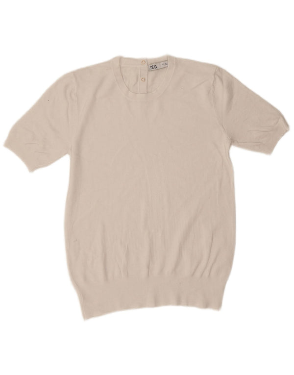 Zara Womens Blouse Top UK 14 Large White Viscose