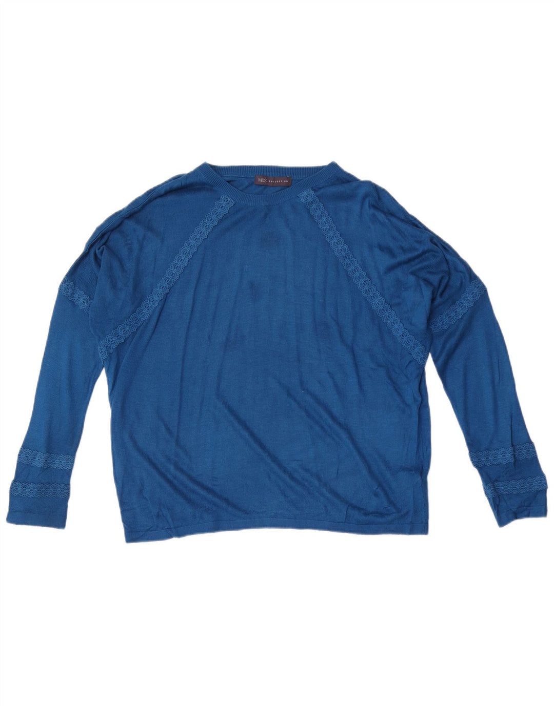 Marks & Spencer Dame Oversized Boat Neck Jumper Sweater UK 14 Medium Blue