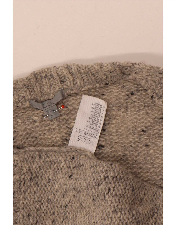 Cos Womens Open Cardigan Sweater UK 14 Medium Beige Flecked Wool