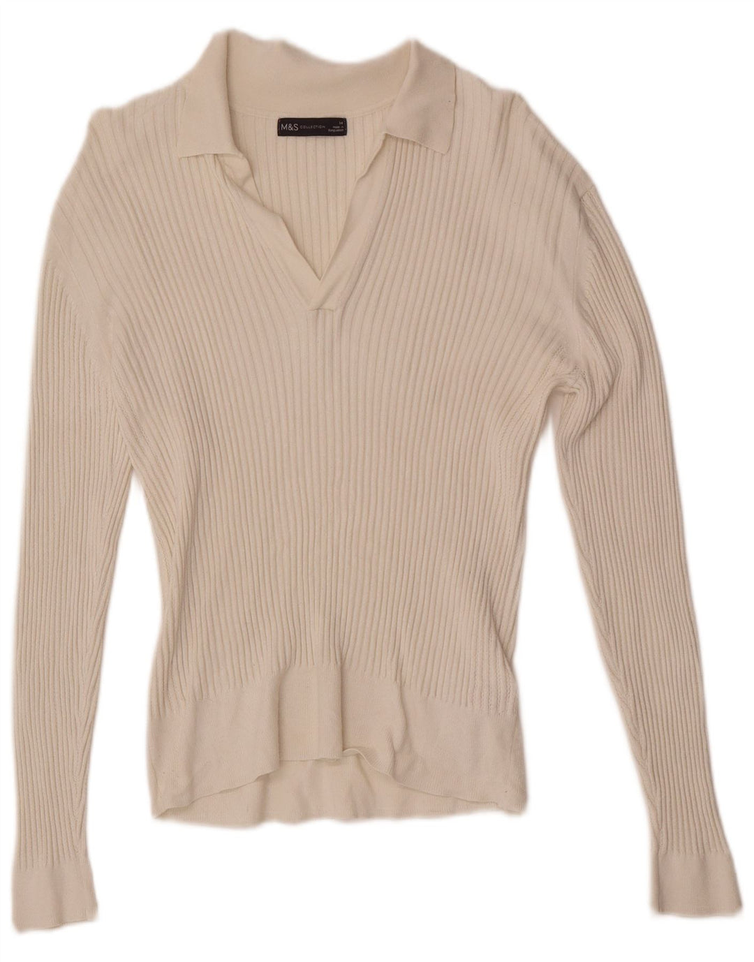 Marks & Spencer Dame Polo Neck Jumper Sweater UK 14 Medium White Viscose