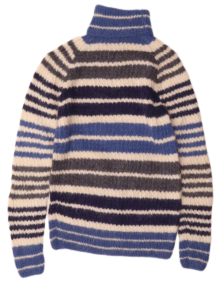 Vintage Dame Roll Neck Jumper Sweater UK 12 Medium Flerfarvet Stribet