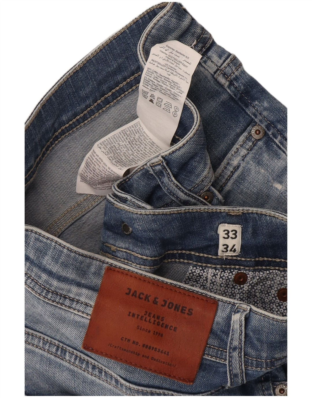 Jack & Jones Herre Distressed Slim Jeans W33 L34 Blå Bomuld