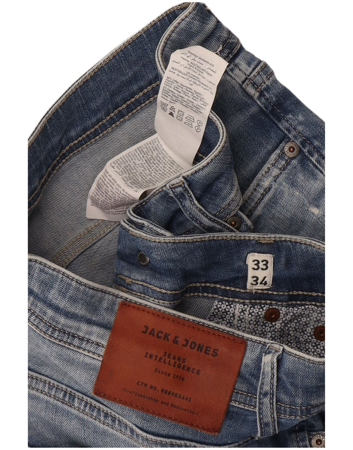 Jack & Jones Herre Distressed Slim Jeans W33 L34 Blå Bomuld